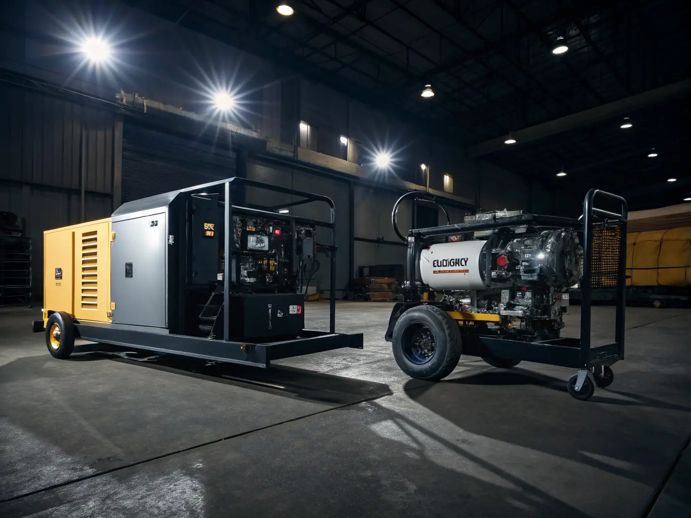 An image of a Factory Genset industrial generator installed at a manufacturing plant, showcasing robust construction and integration into industrial settings.