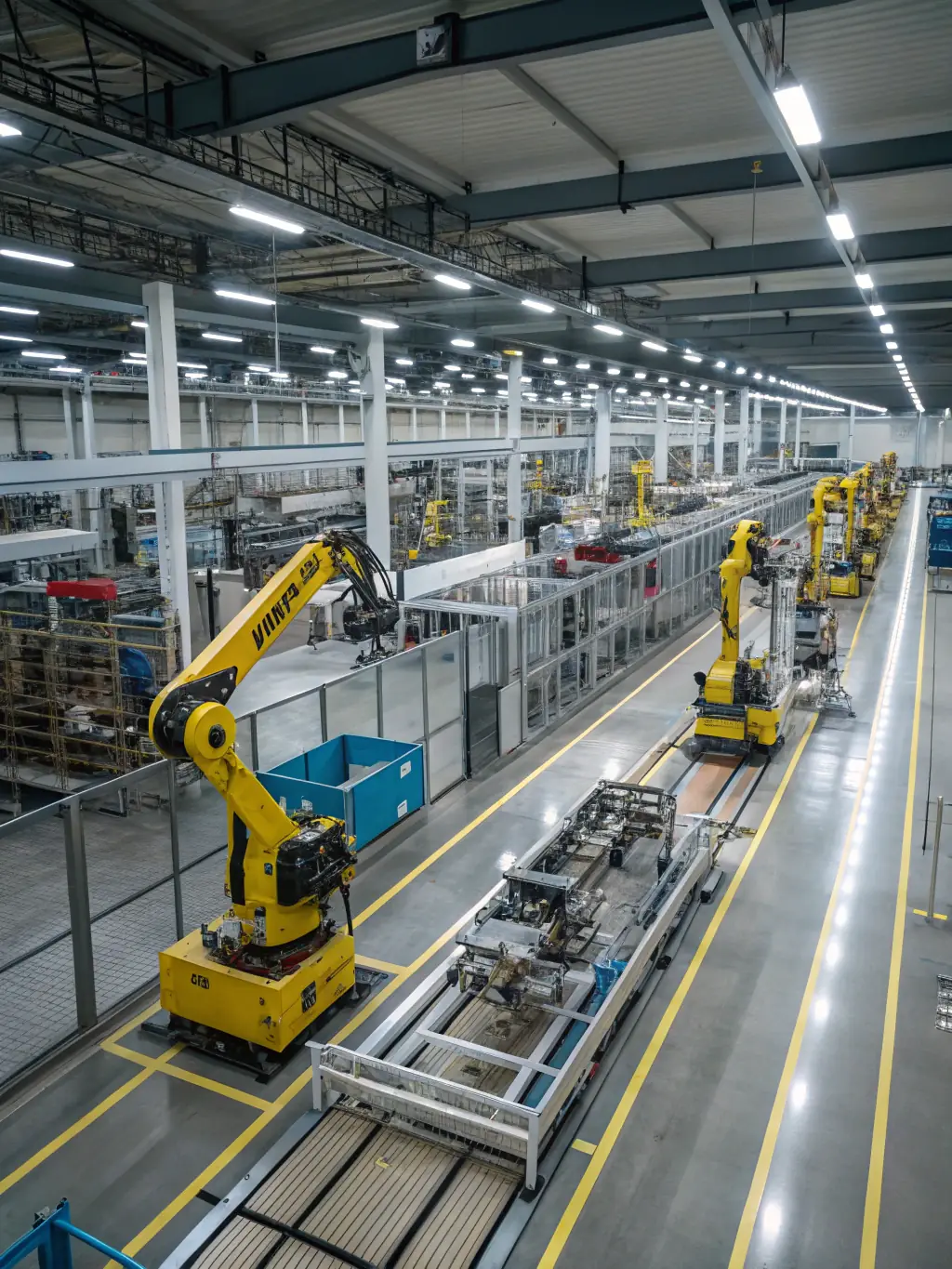 A photograph of the Factory Genset manufacturing floor, showcasing advanced machinery and skilled technicians assembling a generator with precision.