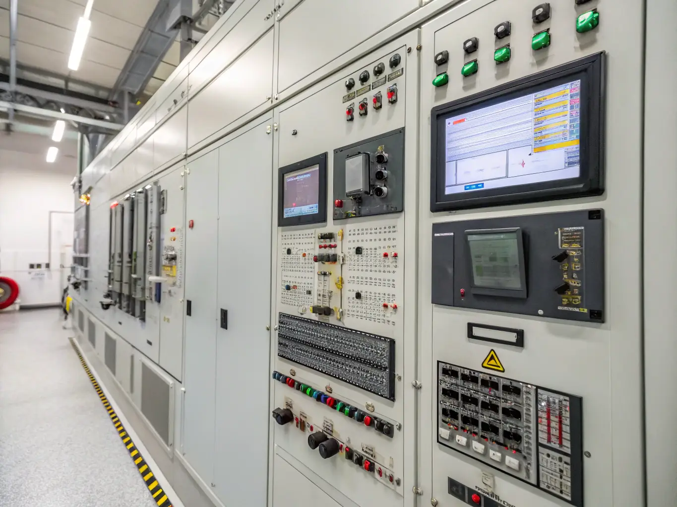 A close-up image of the control panel of a Factory Genset industrial generator, highlighting its user-friendly interface and advanced monitoring capabilities.